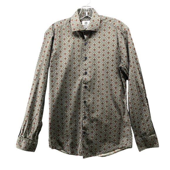 Kurt River Other - Kurt River Long Sleeve Shirt Mens S Slim Fit Olive Green Burgundy Geo Print